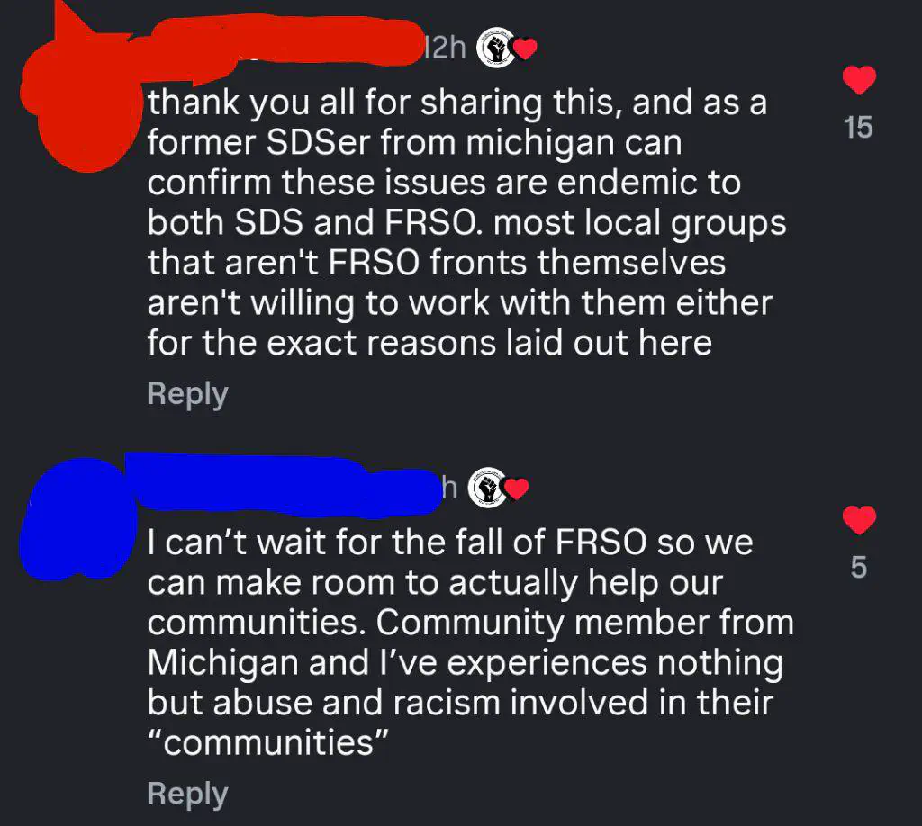 Michigan SDS comment screenshot 2