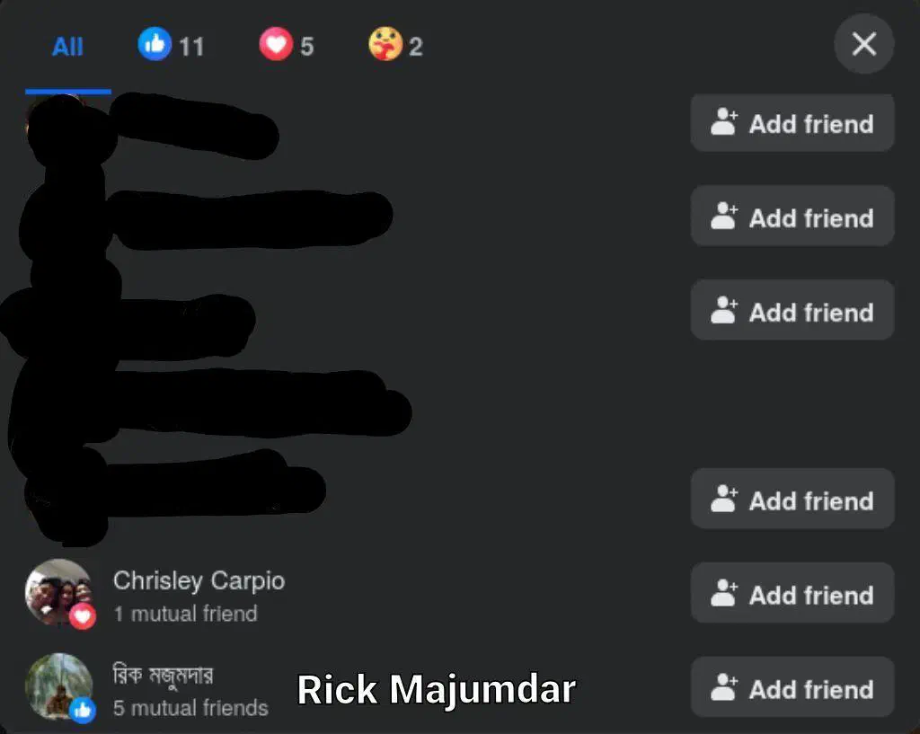 Facebook likes screenshot