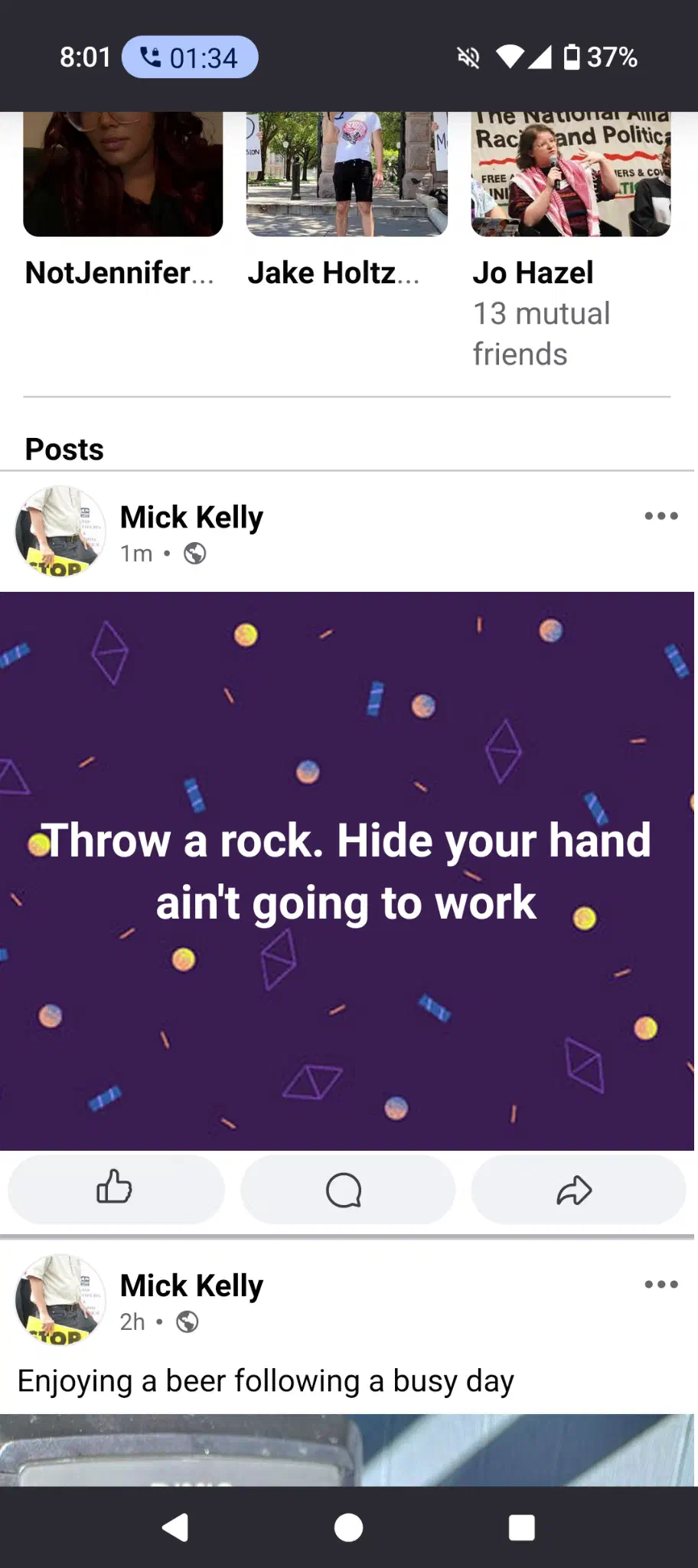 Mick Kelly Facebook post